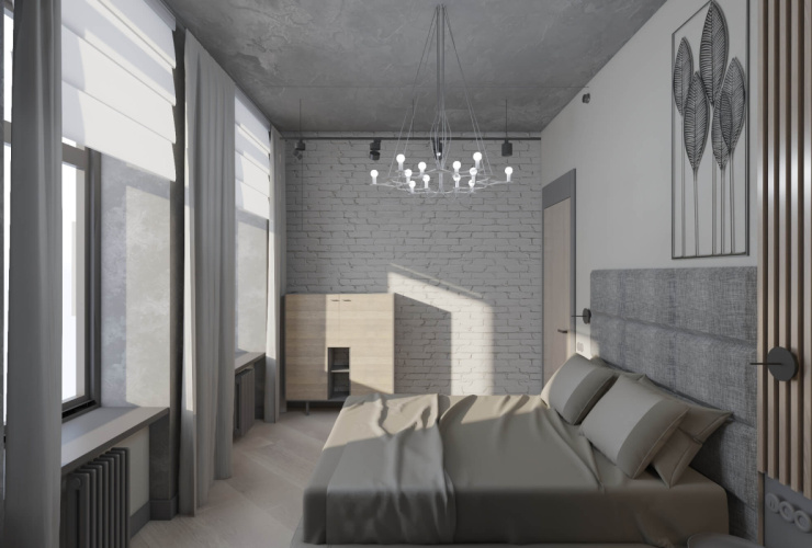 3-комнатная квартира с серой отделкой в StokholmasHaus26, Межапарк
